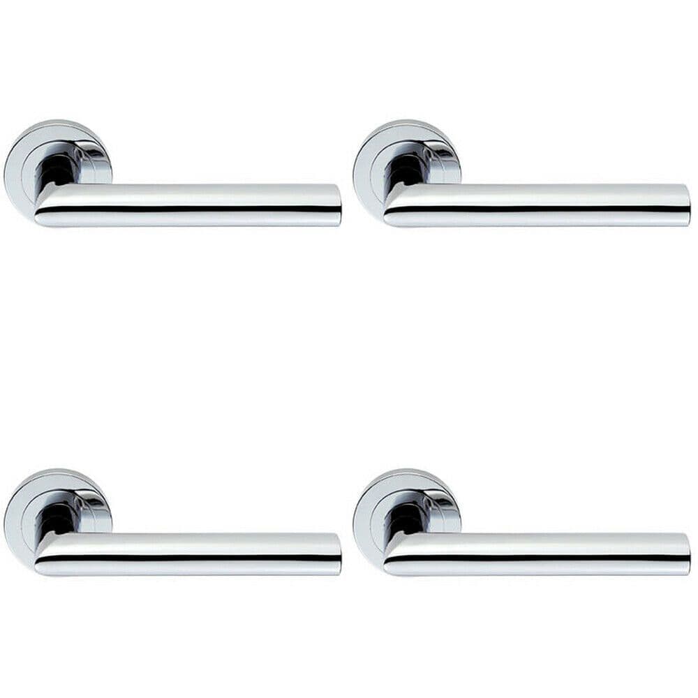 4x PAIR Straight Mitred Bar Handle on Round Rose Concealed Fix Polished Chrome