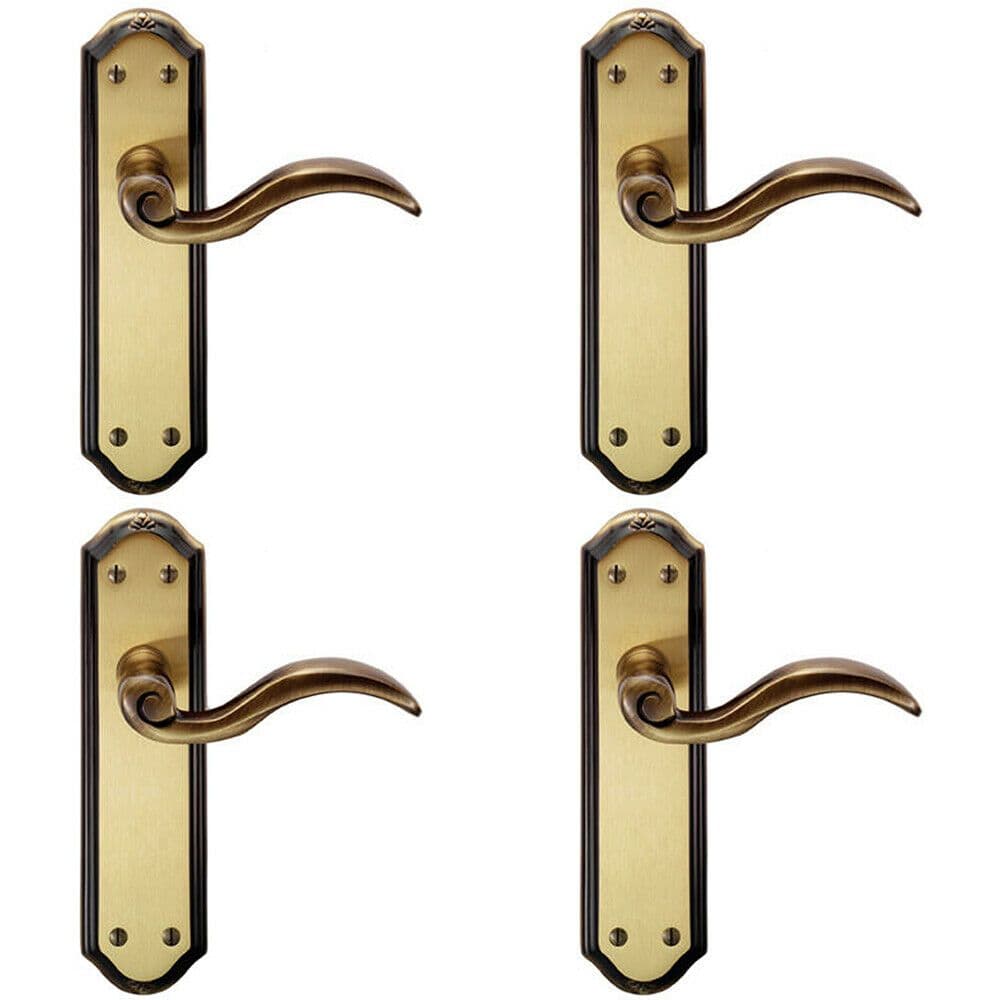 4x PAIR Spiral Sculpted Handle on Latch Backplate 180 x 48mm Florentine Bronze