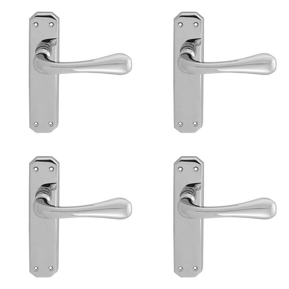 4x PAIR Heavy Duty Handle on Angular Latch Backplate 180 x 40mm Polished Chrome
