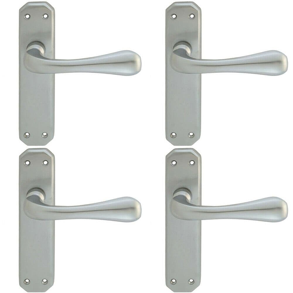 4x PAIR Heavy Duty Handle on Angular Latch Backplate 180 x 40mm Satin Chrome