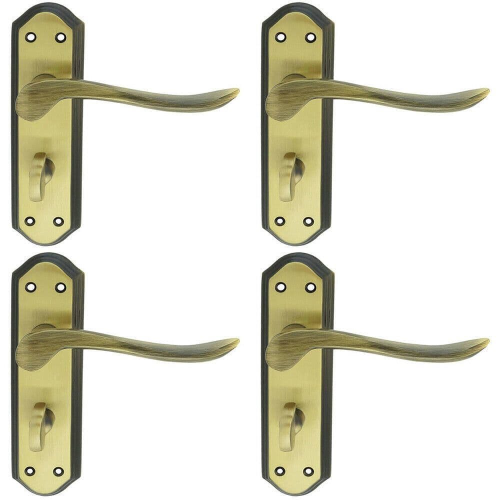 4x PAIR Curved Lever on Sculpted Bathroom Backplate 180 x 48mm Florentine