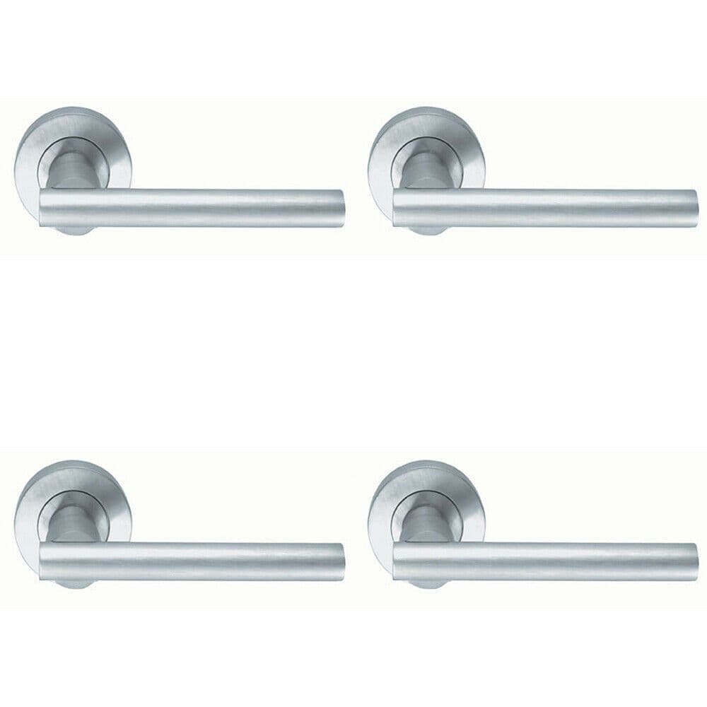 4x PAIR Round Recessed Bar Handle on Round Concealed Fix Satin Chrome