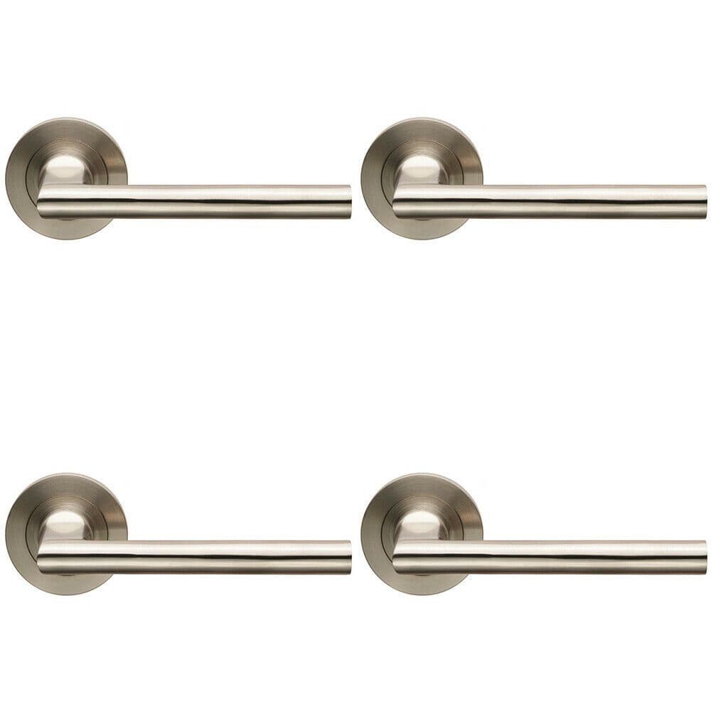 4x PAIR Slim Straight Elliptical Handle on Round Concealed Fix Satin Steel