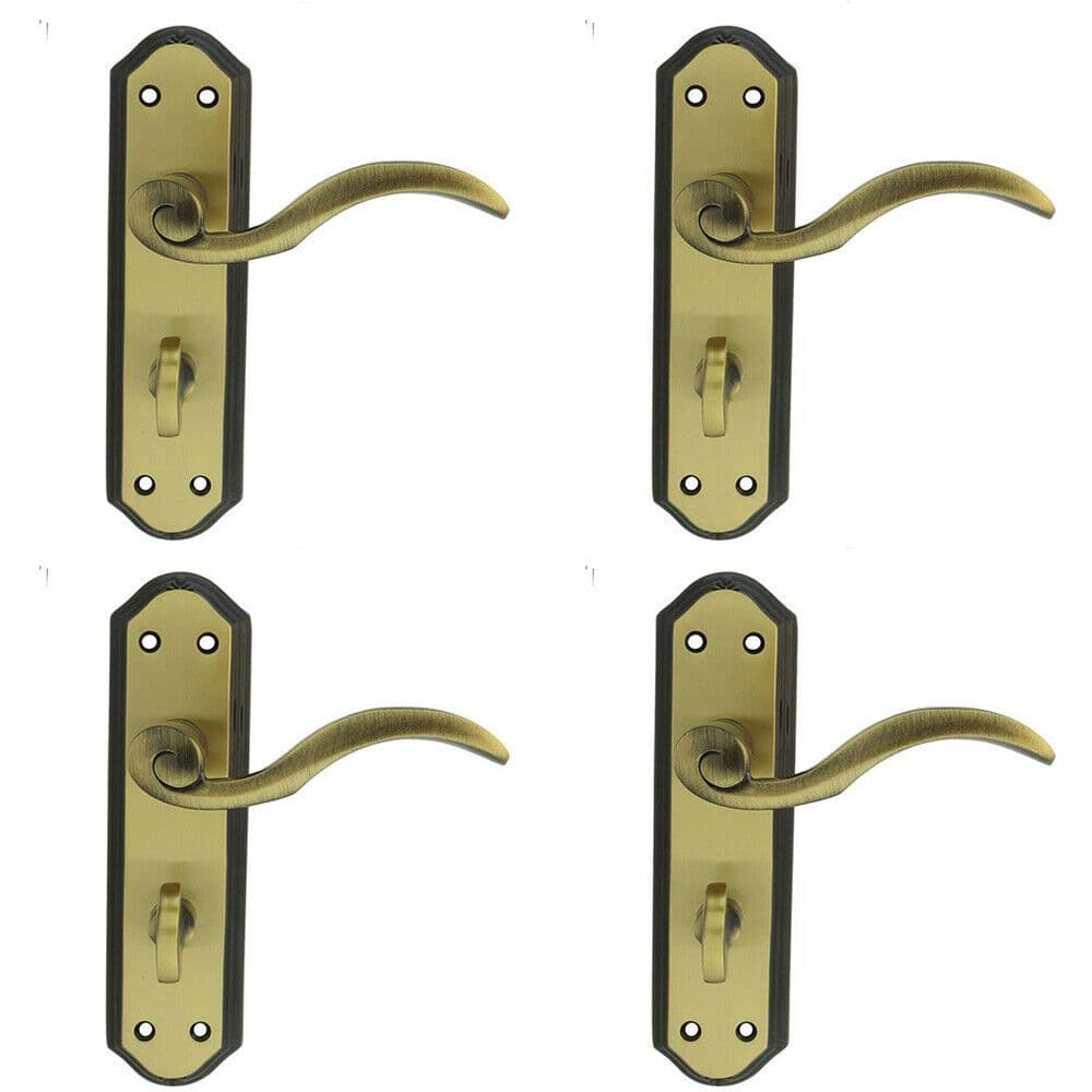 4x PAIR Spiral Sculpted Lever on Bathroom Backplate 180 x 48mm Florentine