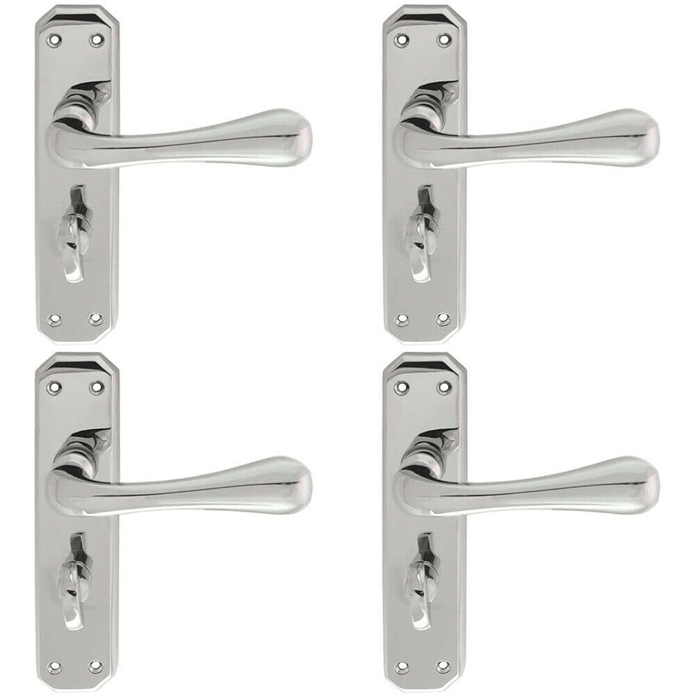4x PAIR Heavy Duty Lever on Angular Bathroom Backplate 180 x 40mm Chrome