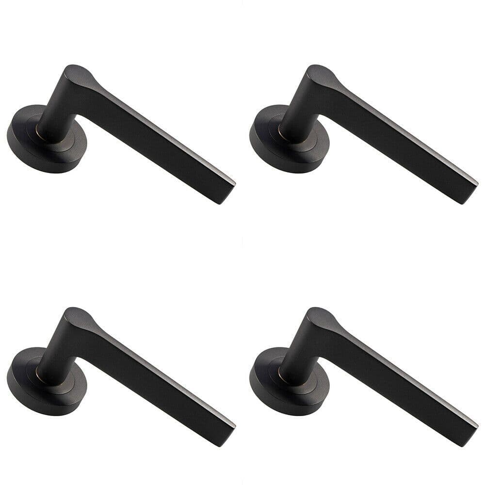 4x PAIR Straight Rounded Handle on Round Concealed Fix Matt Bronze