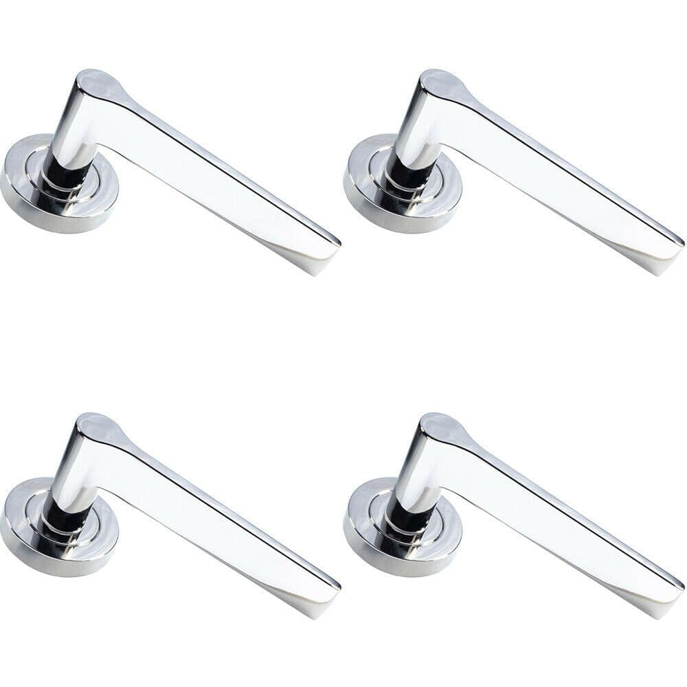 4x PAIR Straight Rounded Handle on Round Concealed Fix Polished Nickel