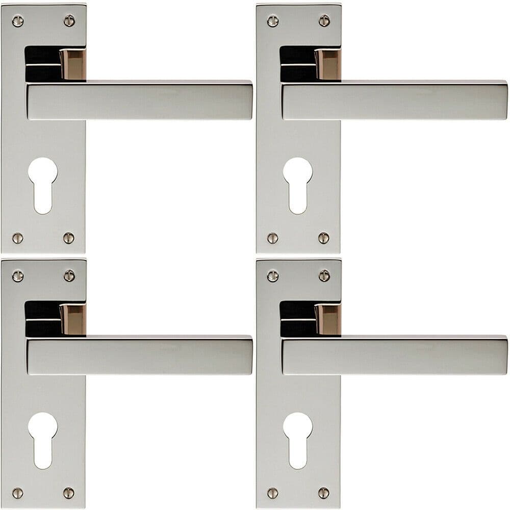 4x PAIR Straight Plinth Mounted Lever on Round Concealed Fix Nickel