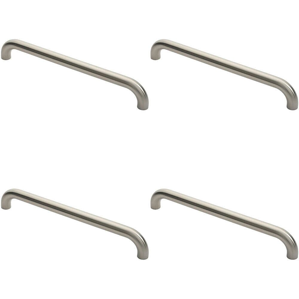 4x Round D Bar Pull Handle 480 x 30mm 450mm Fixing Centres Satin Steel