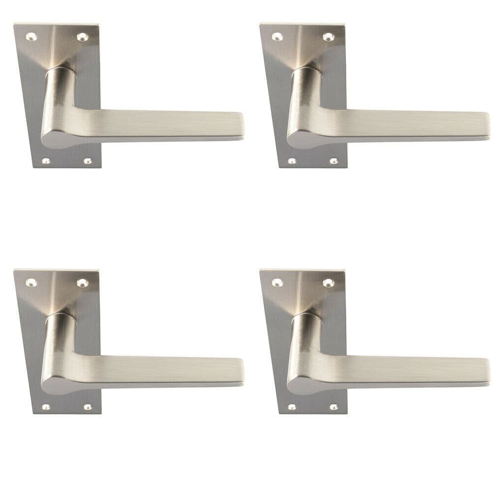 4x PAIR Flat Straight Handle on Slim Latch Backplate 150 x 50mm Satin Nickel