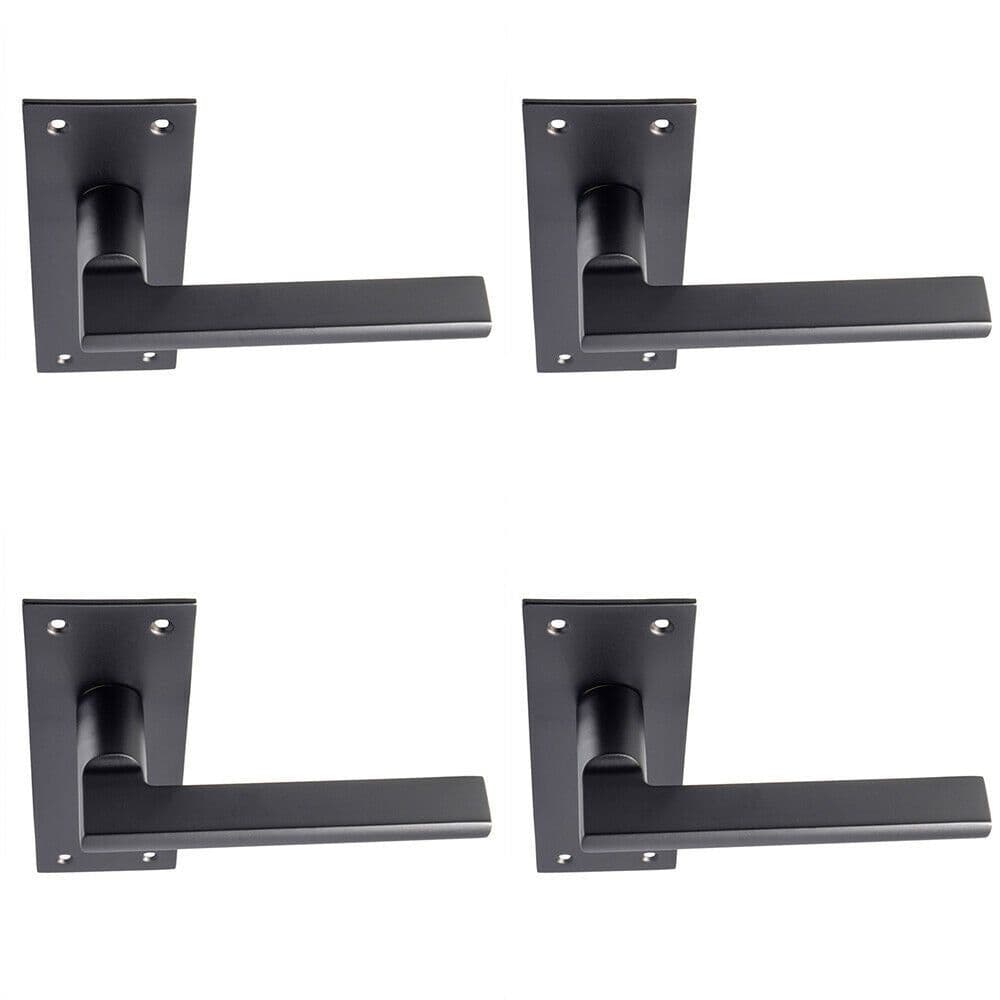 4x PAIR Straight Bar Handle on Slim Lock Backplate 150 x 50mm Matt Black