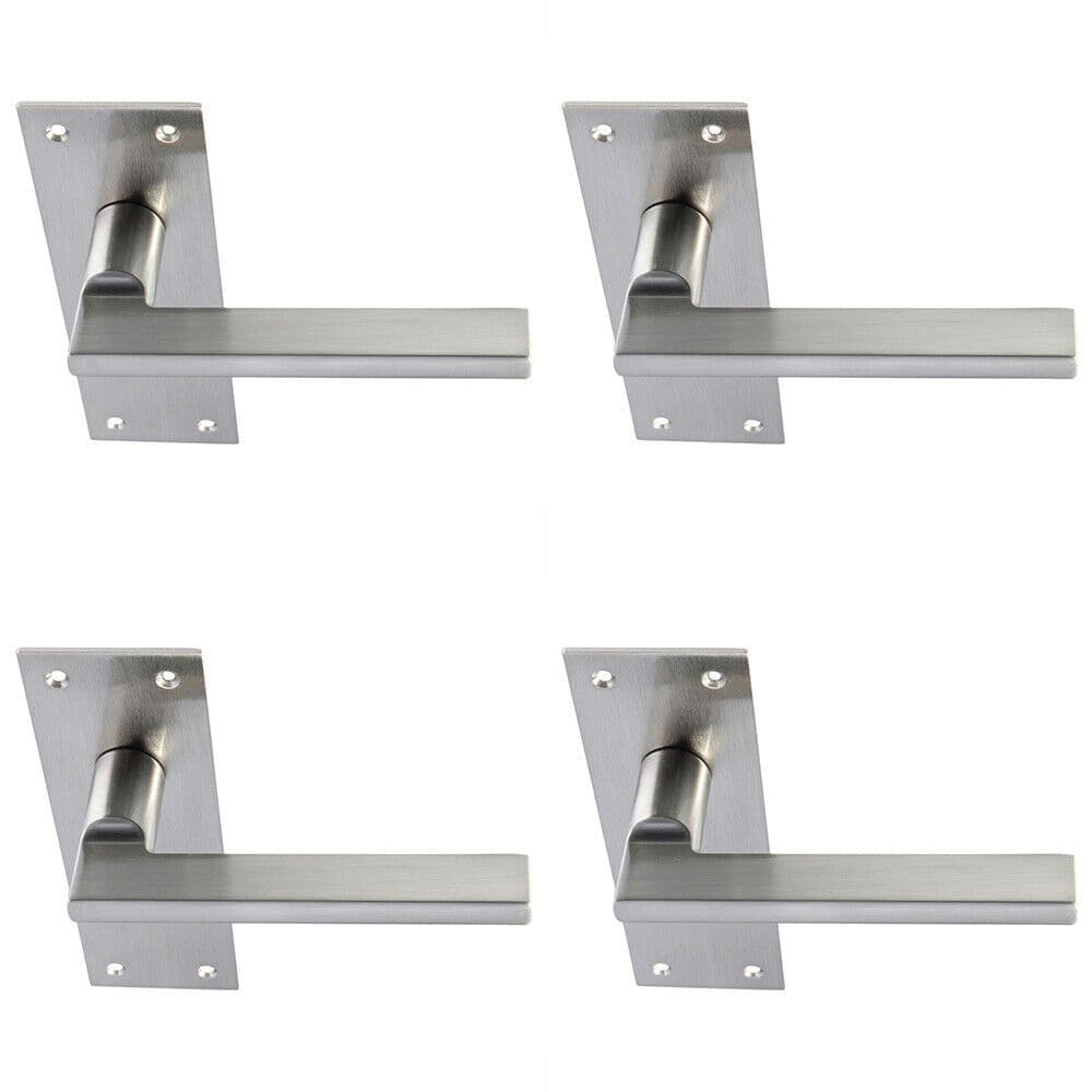 4x PAIR Straight Bar Handle on Slim Latch Backplate 150 x 50mm Satin Nickel