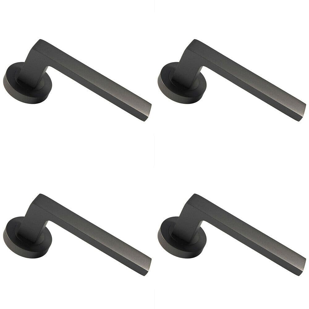 4x PAIR Straight Square Handle on Round Concealed Fix Matt Bronze Finish