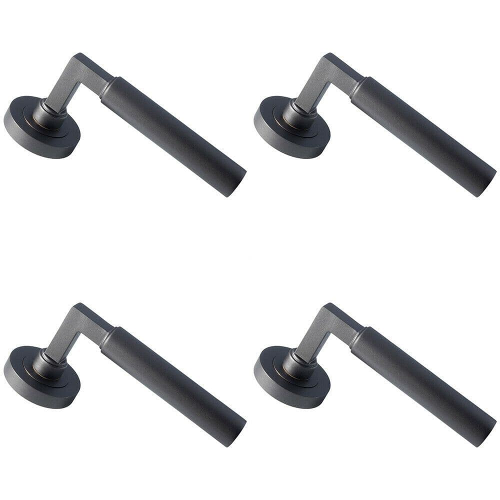 4x PAIR Straight Round Bar Handle on Round Concealed Fix Matt Bronze