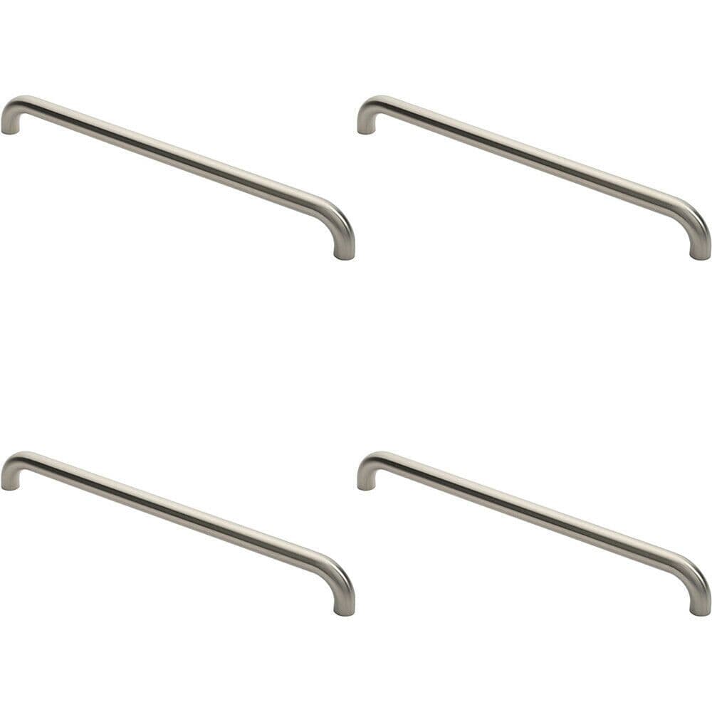 4x Round D Bar Pull Handle 630 x 30mm 600mm Fixing Centres Satin Steel