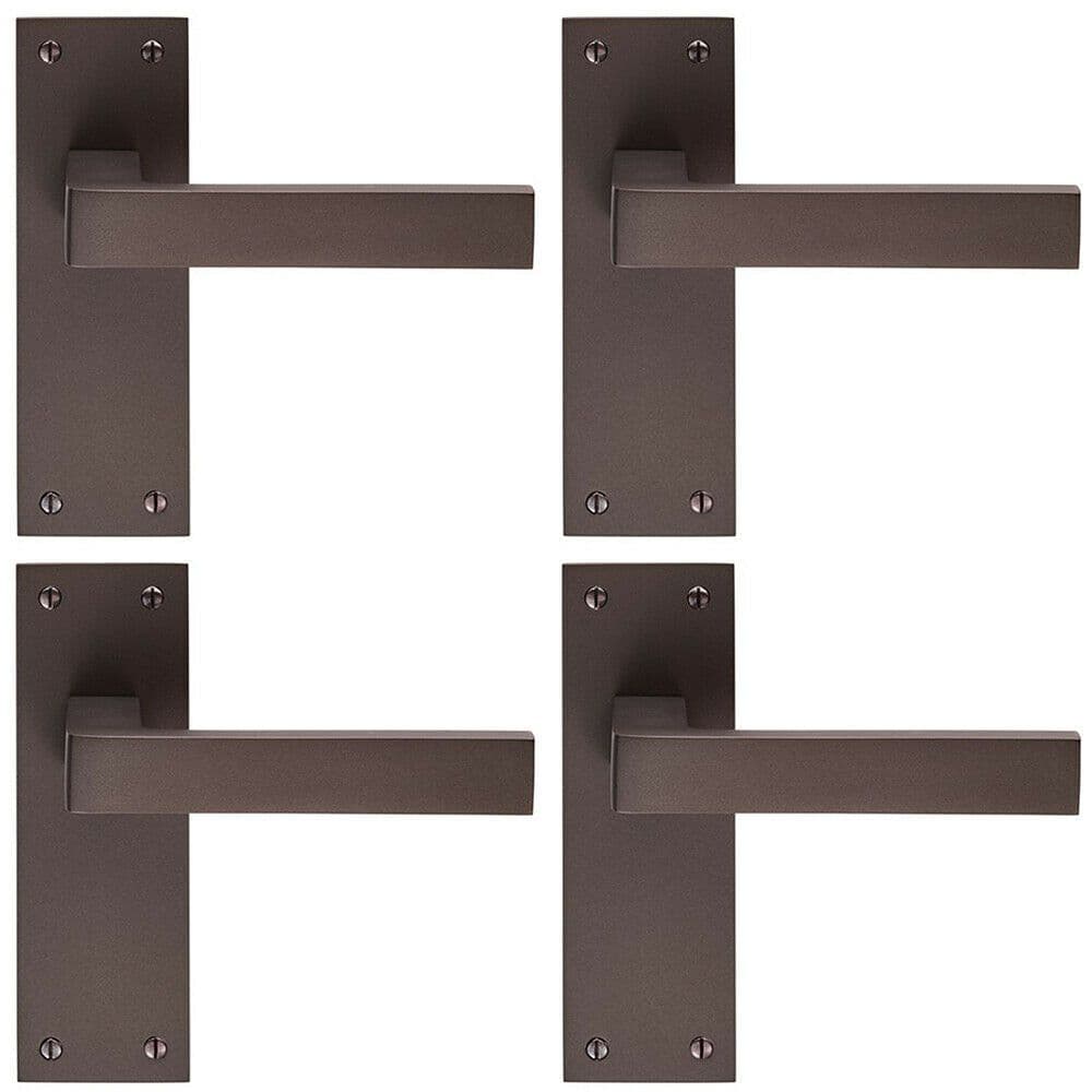 4x PAIR Straight Square Handle on Slim Latch Backplate 150 x 50mm Matt