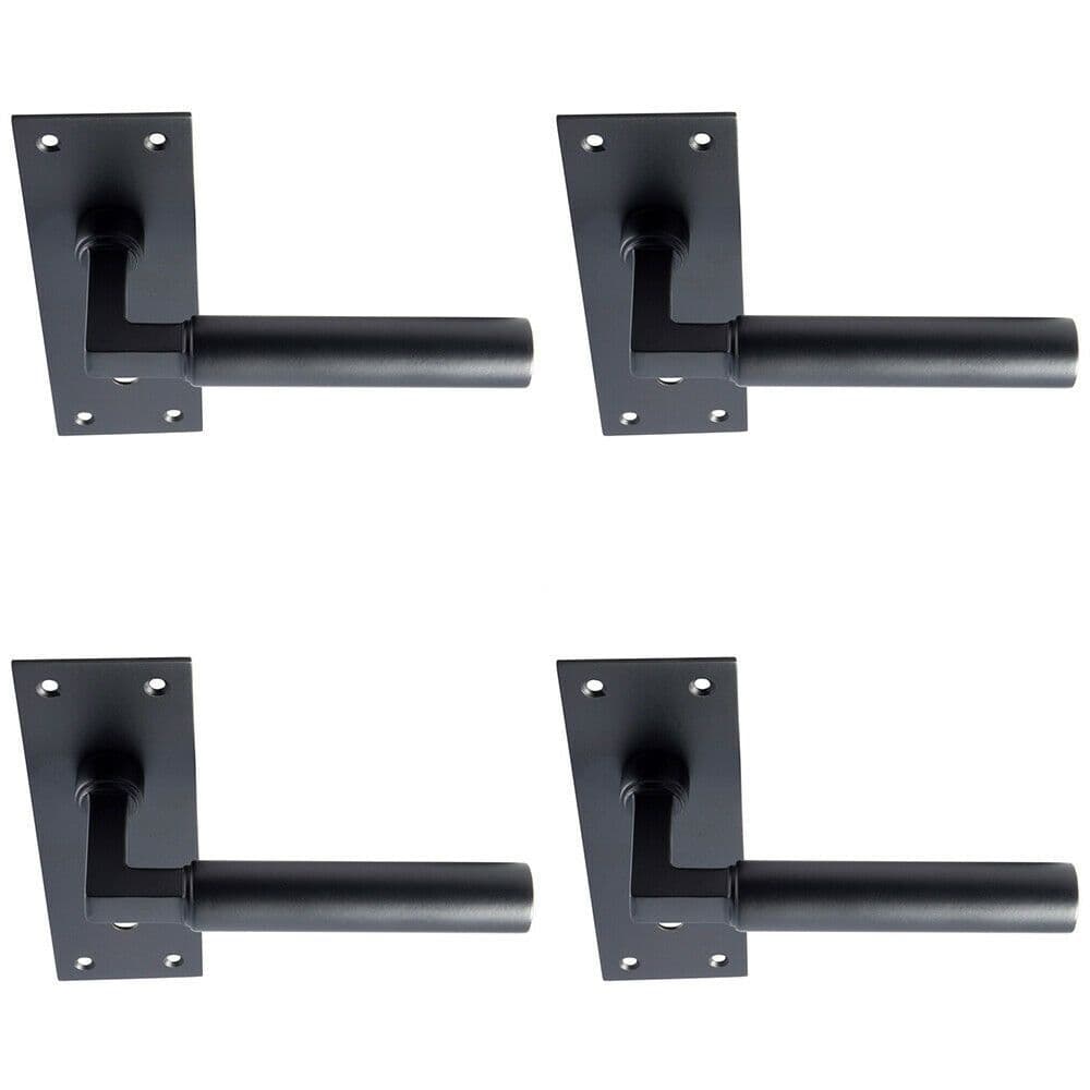 4x PAIR Round Bar Handle on Slim Lock Backplate 150 x 50mm Matt Finish