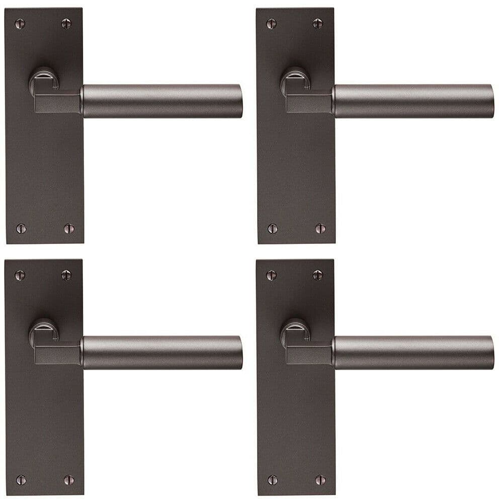 4x PAIR Round Bar Handle on Slim Latch Backplate 150 x 50mm Matt