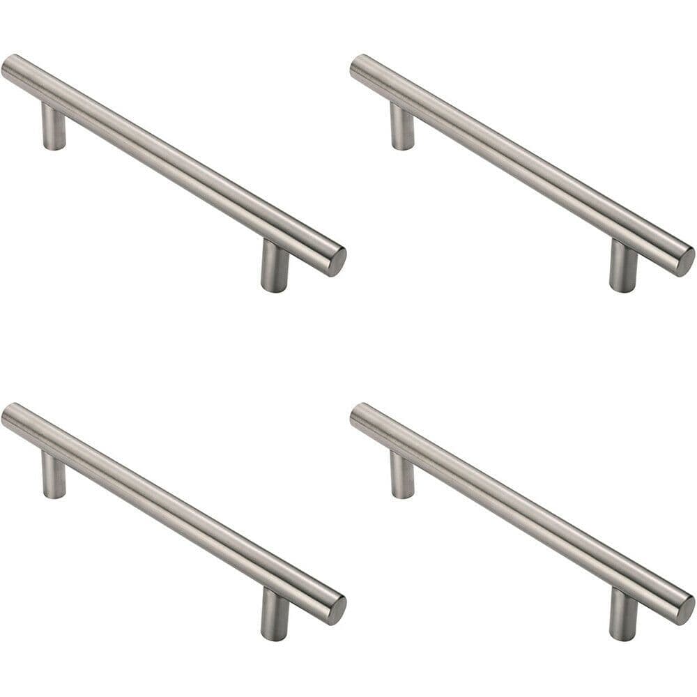 4x Straight T Bar Pull Handle 775 x 30mm 600mm Fixing Centres Satin Steel