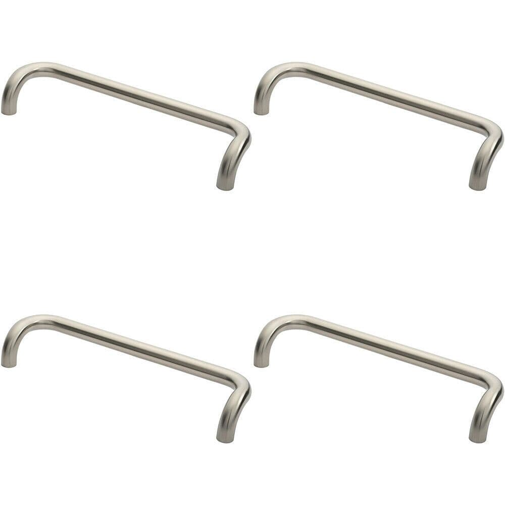 4x Cranked Pull Handle 480 x 30mm 450m Fixing Centres Satin Stainless Steel