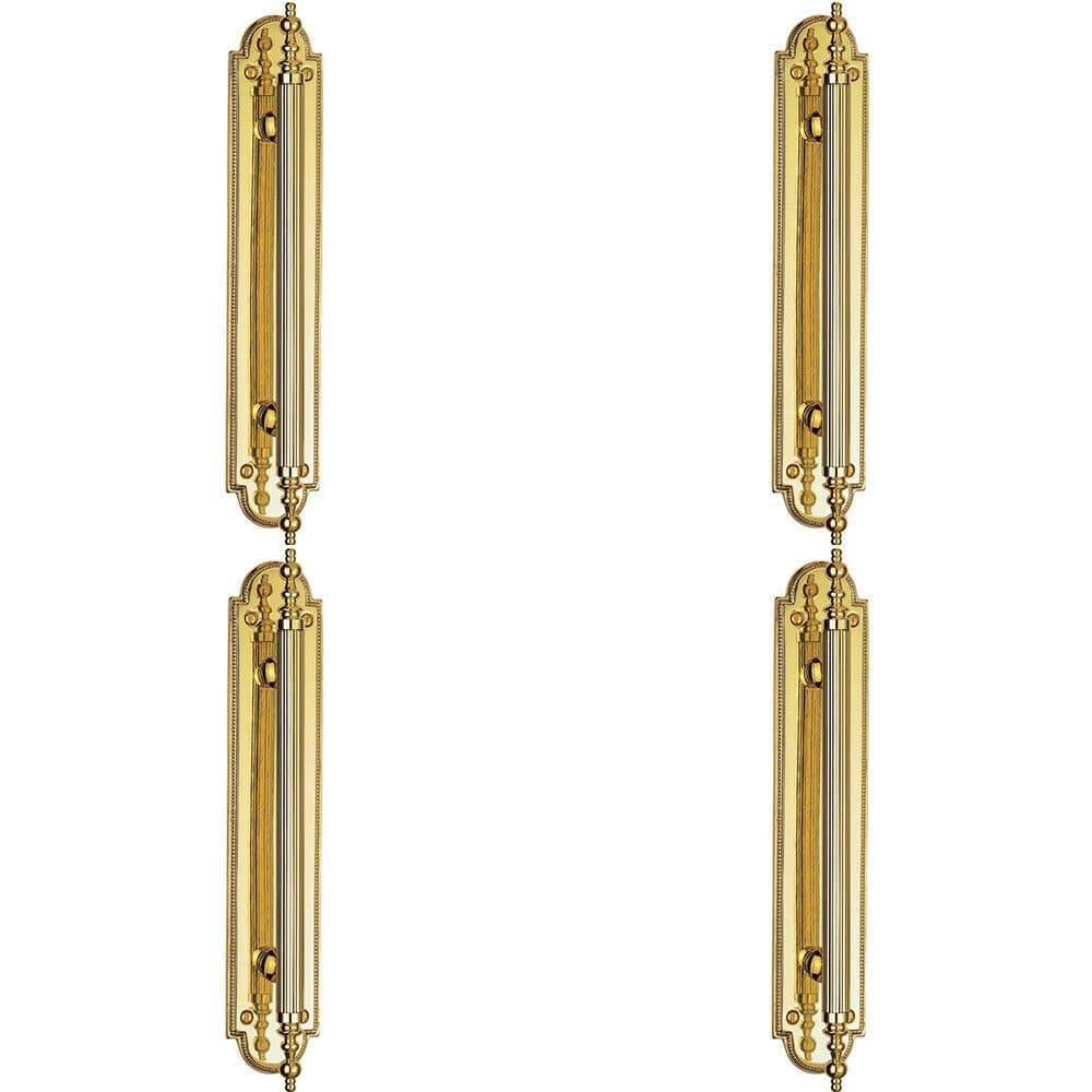 4x Ornate Textured Door Pull Handle 229 x 29mm Fixing Centres Polished Brass