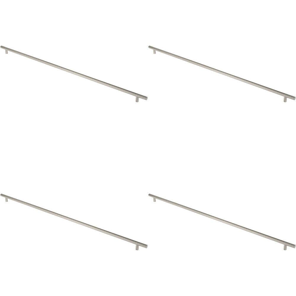 4x Straight T Bar Pull Handle 1800 x 30mm 1630mm Fixing Centres Satin Steel