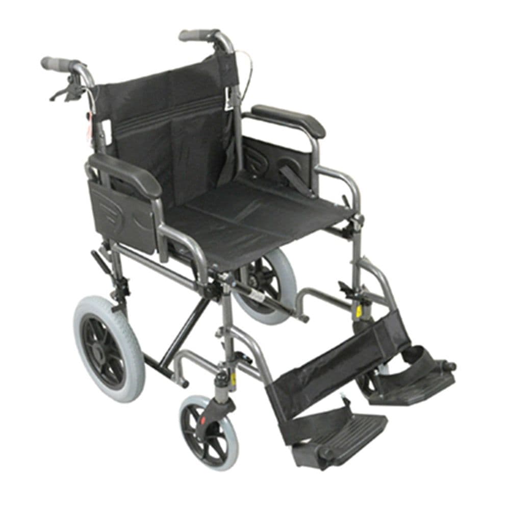 Deluxe Attendant Propelled Steel Wheelchair Compact Foldable Design Hammered
