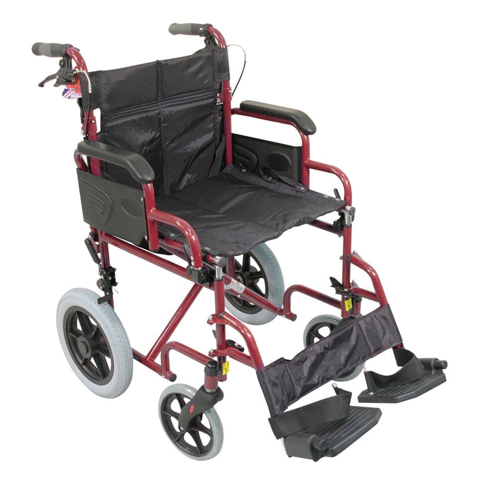 Deluxe Attendant Propelled Steel Wheelchair Compact Foldable Design