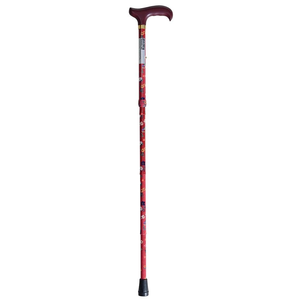 Deluxe Ambidextrous Foldable Walking Cane 5 Height Settings Cherry Blossom