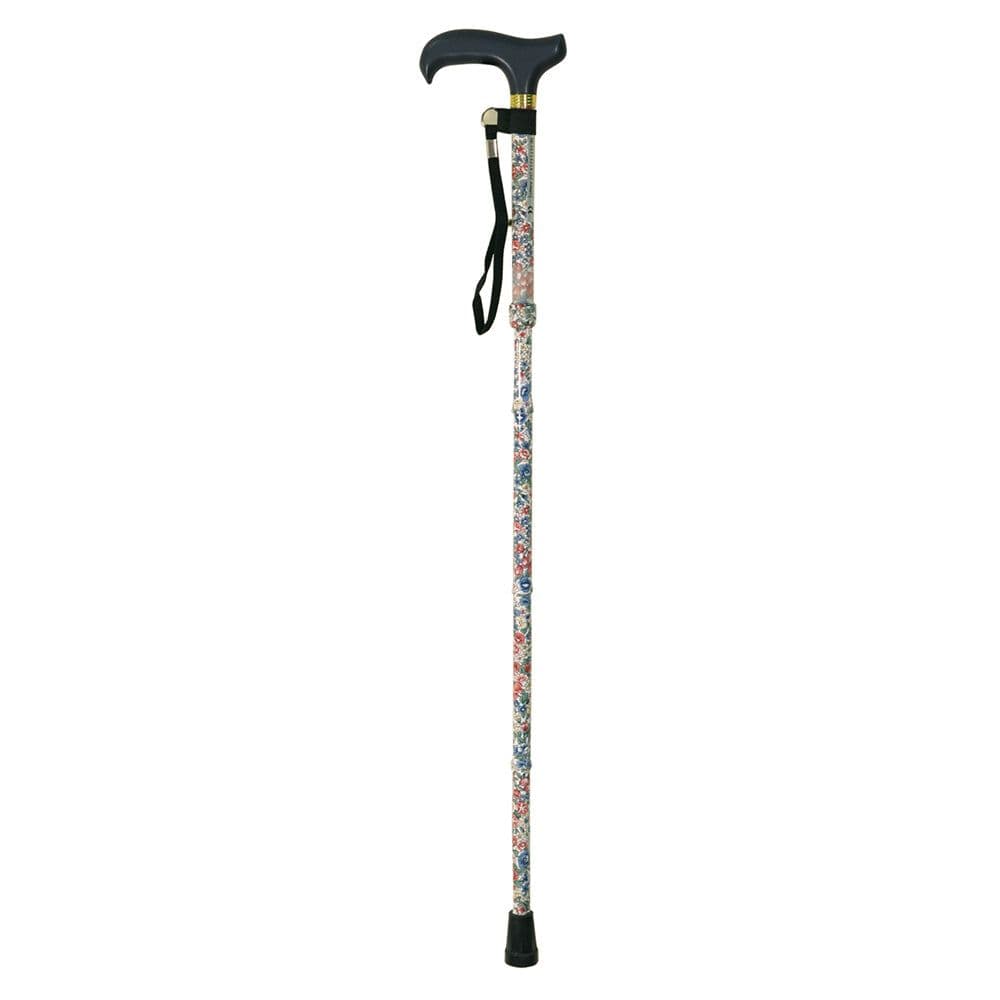 Deluxe Ambidextrous Foldable Walking Cane 5 Height Settings Floral