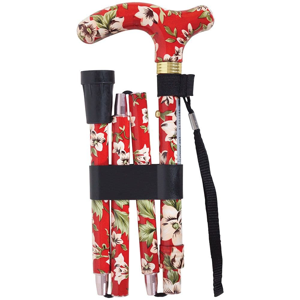 Deluxe Ambidextrous Foldable Walking Cane 5 Height Settings Rouge Design