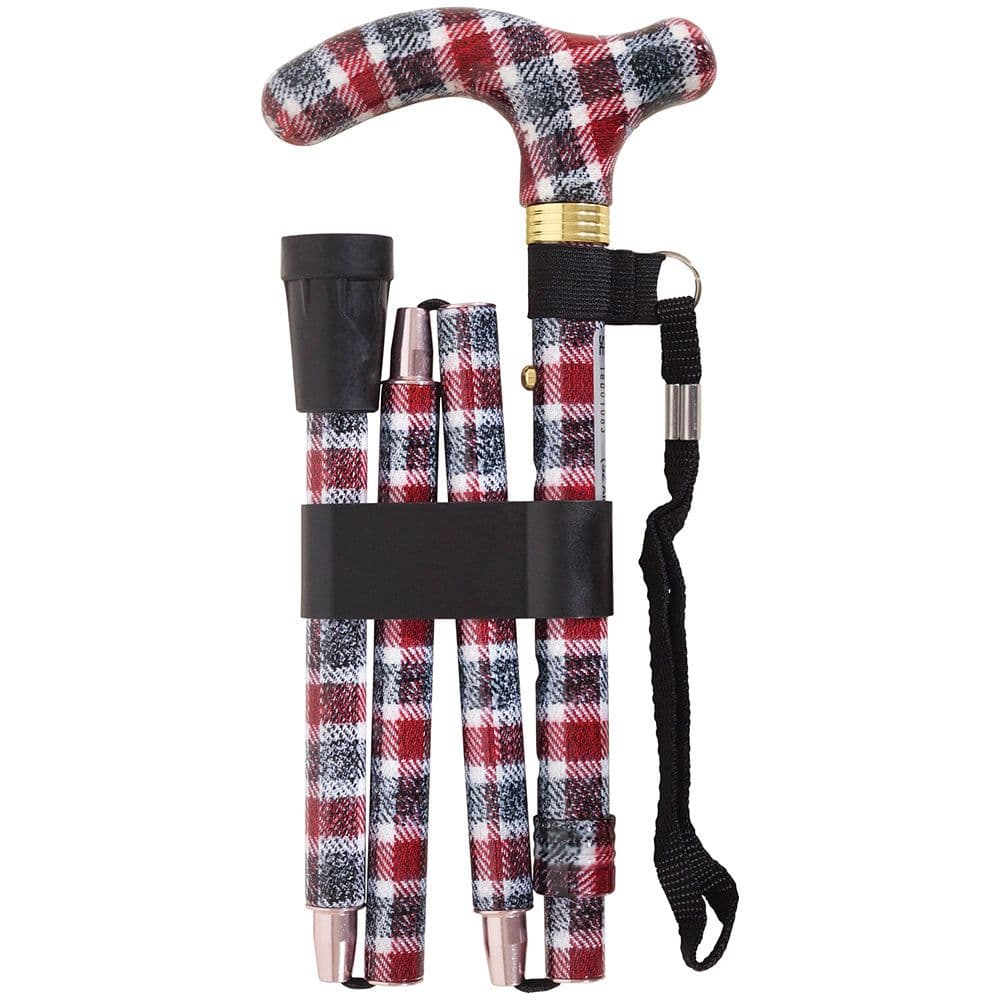 Deluxe Ambidextrous Foldable Walking Cane 5 Height Settings Knit Design