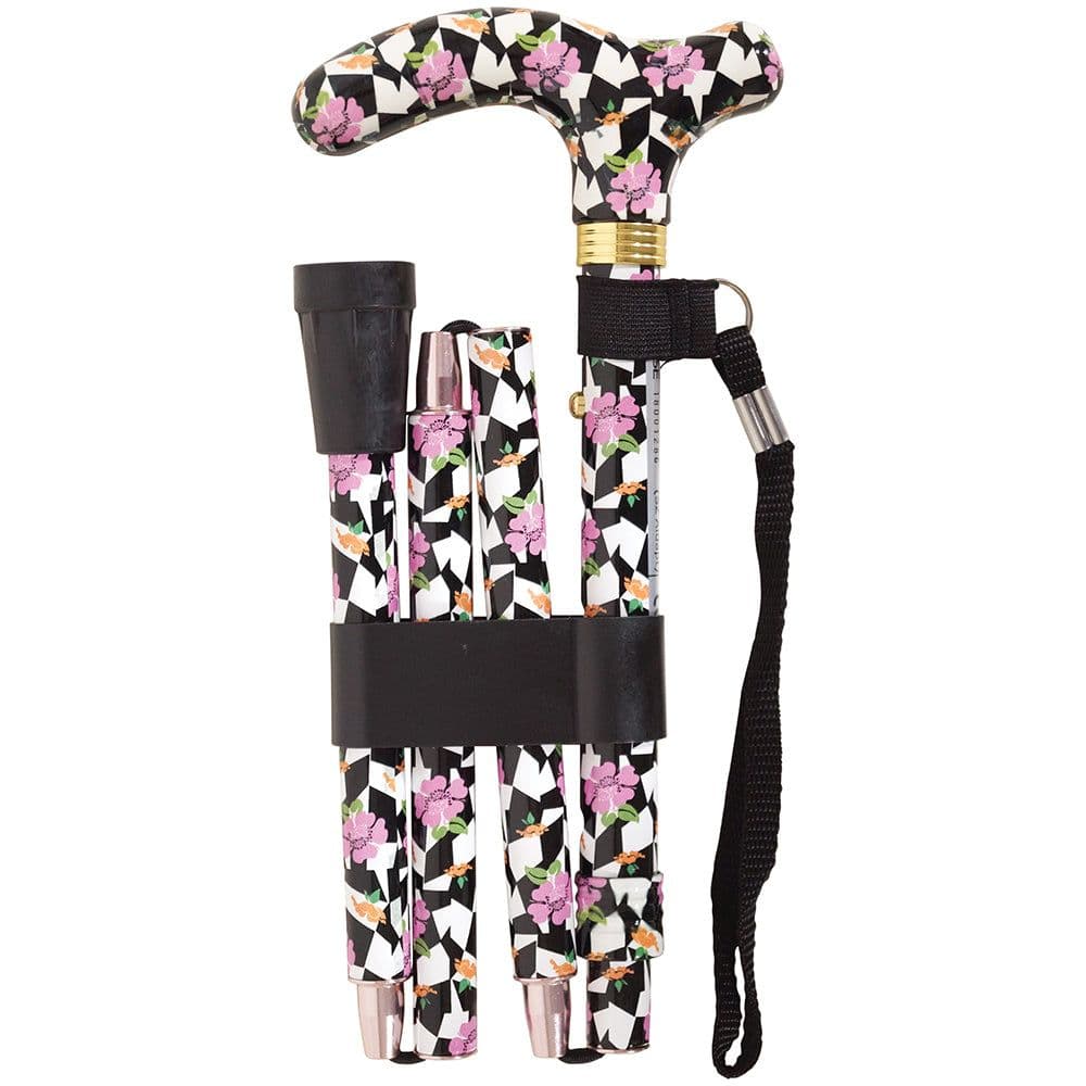 Deluxe Ambidextrous Foldable Walking Cane 5 Height Settings Broadway Design