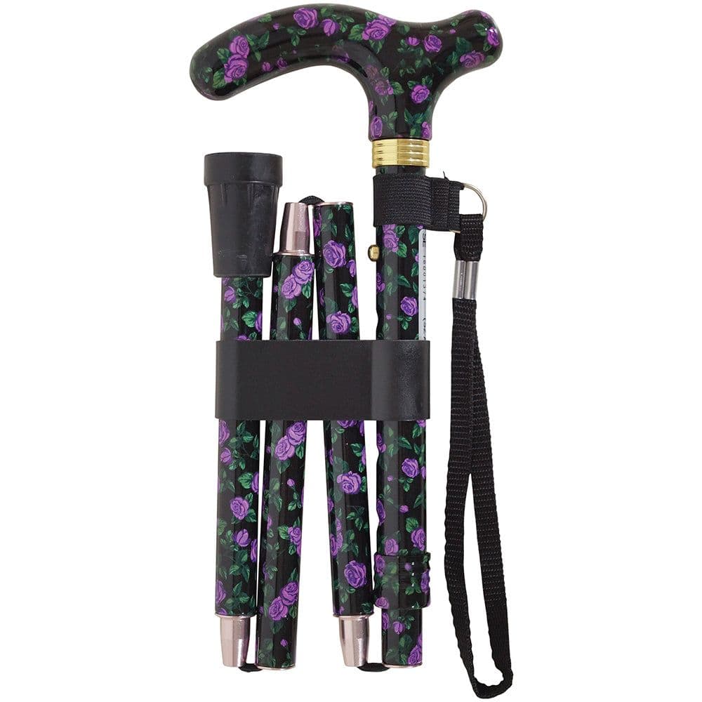 Deluxe Ambidextrous Foldable Walking Cane 5 Height Settings Magic Blossom