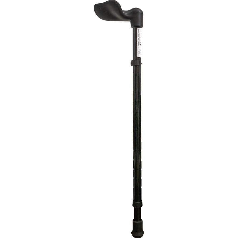 Left Handed Ergonomic Handled Walking Stick Telescopic Height Gloss