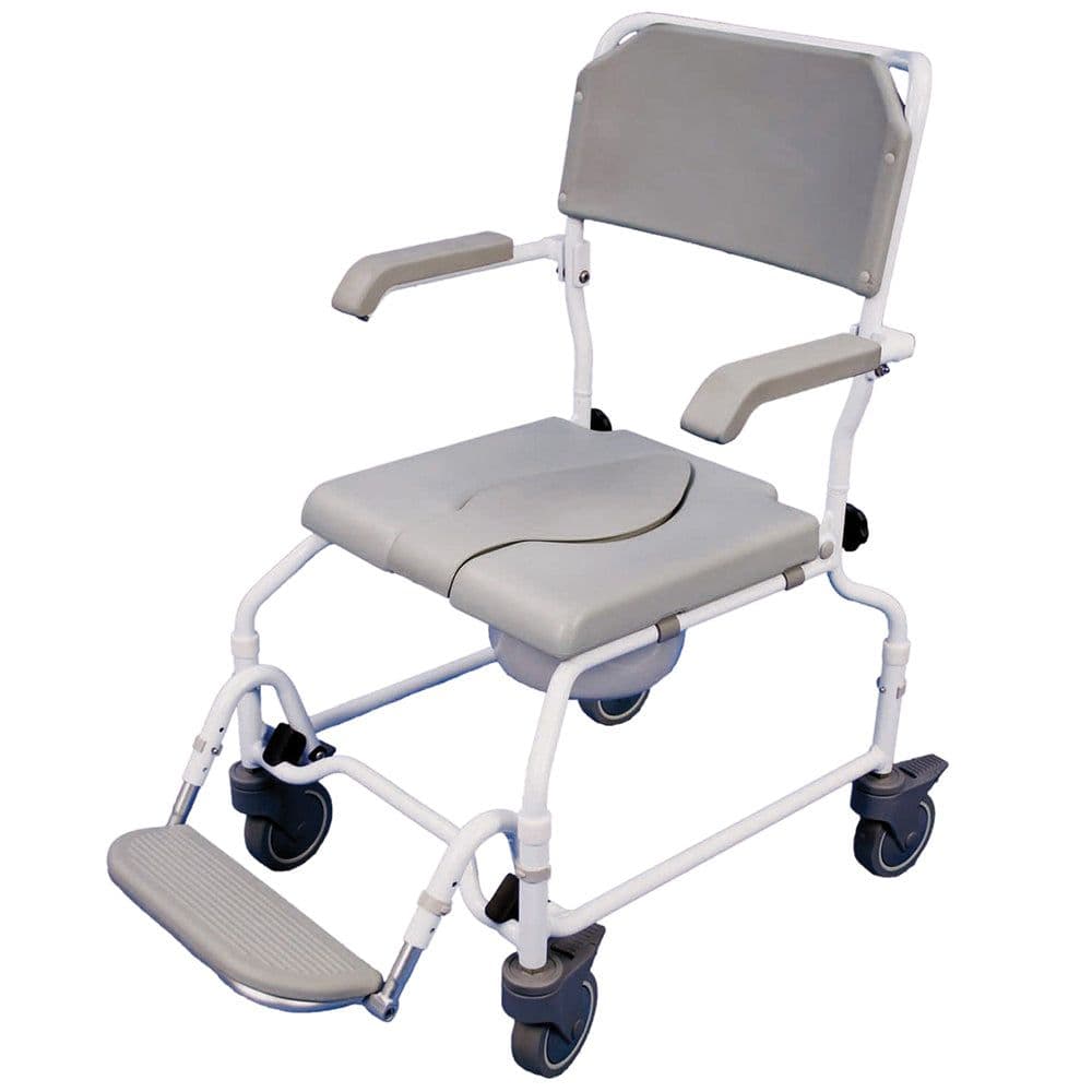 Height Adjustable Shower Commode Chair Free Alloy Frame Folding Footrest