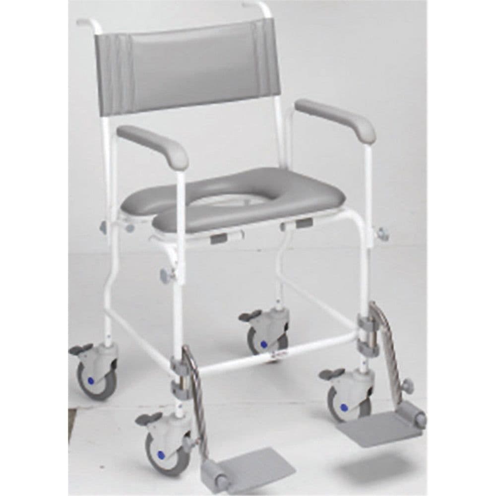 Attendant Propelled Shower Commode Chair 17 Inch Seat Width 4 Braked Castors