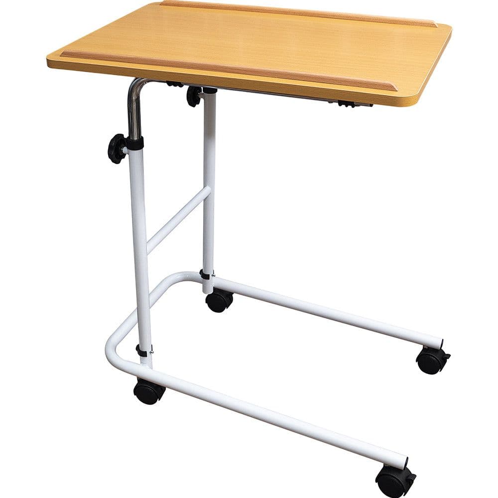 Height Adjustable Overbed Table Four Castors Included 600 x 400mm Surface