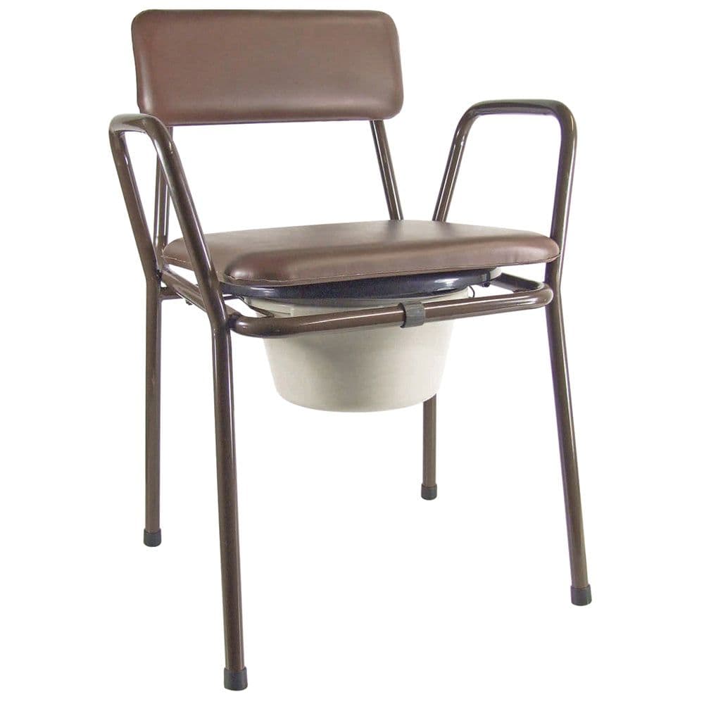 Stackable Bedroom Bathroom Commode Chair Padded Backrest 5 Litre Pail