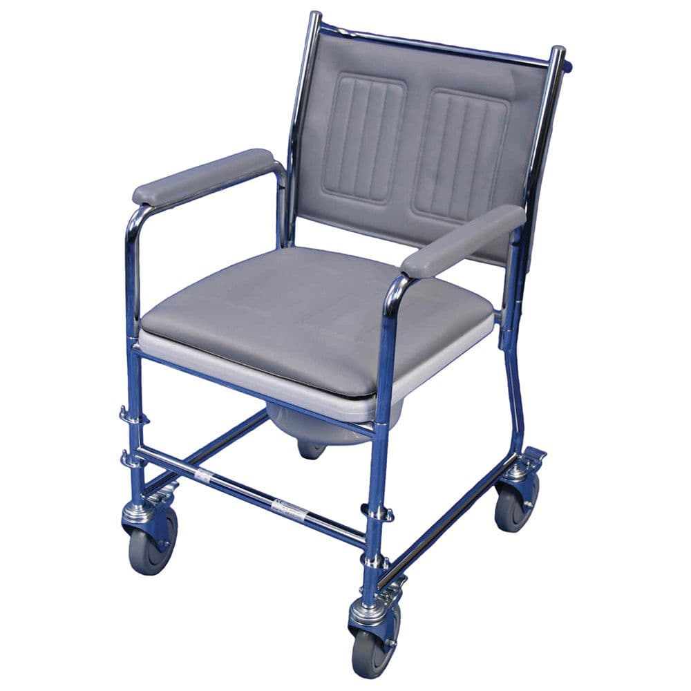 Mobile Wheeled Commode - 190kg Weight Limit - 7.5 Litre Pail - Braked Castors
