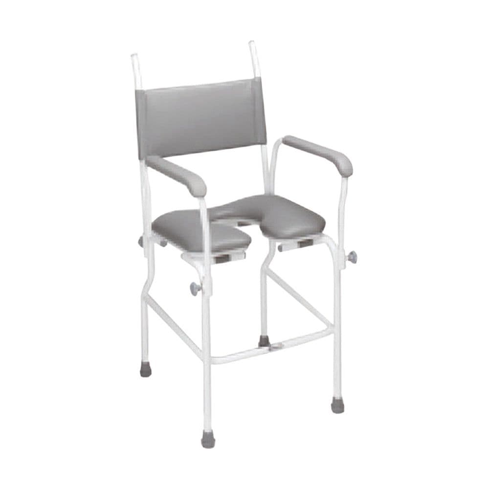 Static Shower Commode Chair One Piece Tubular Steel Frame 17 Inch Seat Width