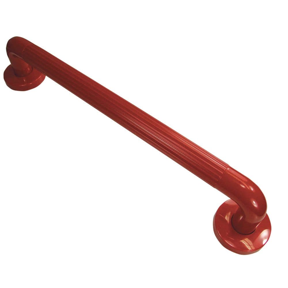 Ribbed UPVC Plastic Grab Bar 300mm Length 32mm Tube Reinforced Fixings