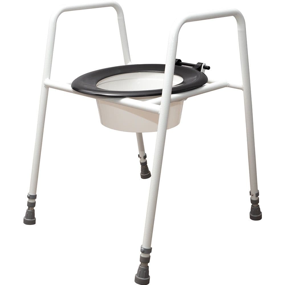 Free Standing Raised Toilet Seat and Frame - Height Adjustable - Splash Guard