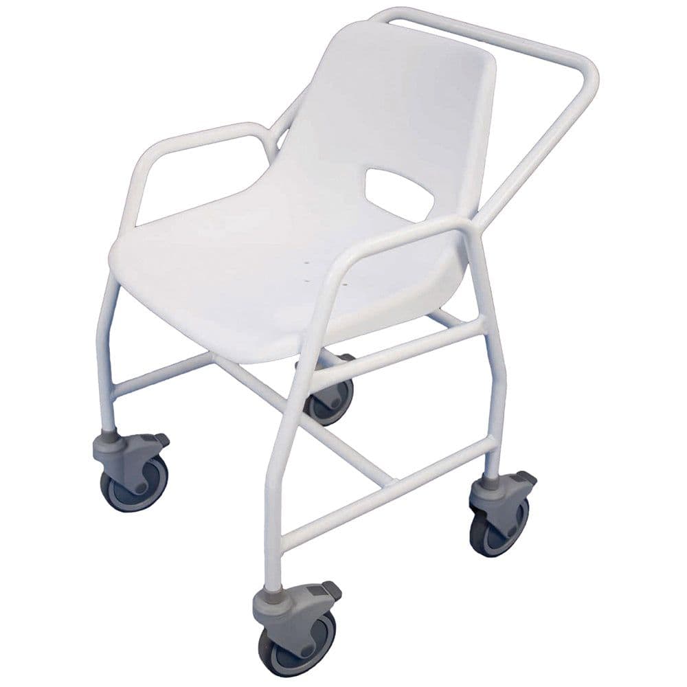 Mobile Shower Chair Castors 4 Brake Design Fixed Height Easy to Clean