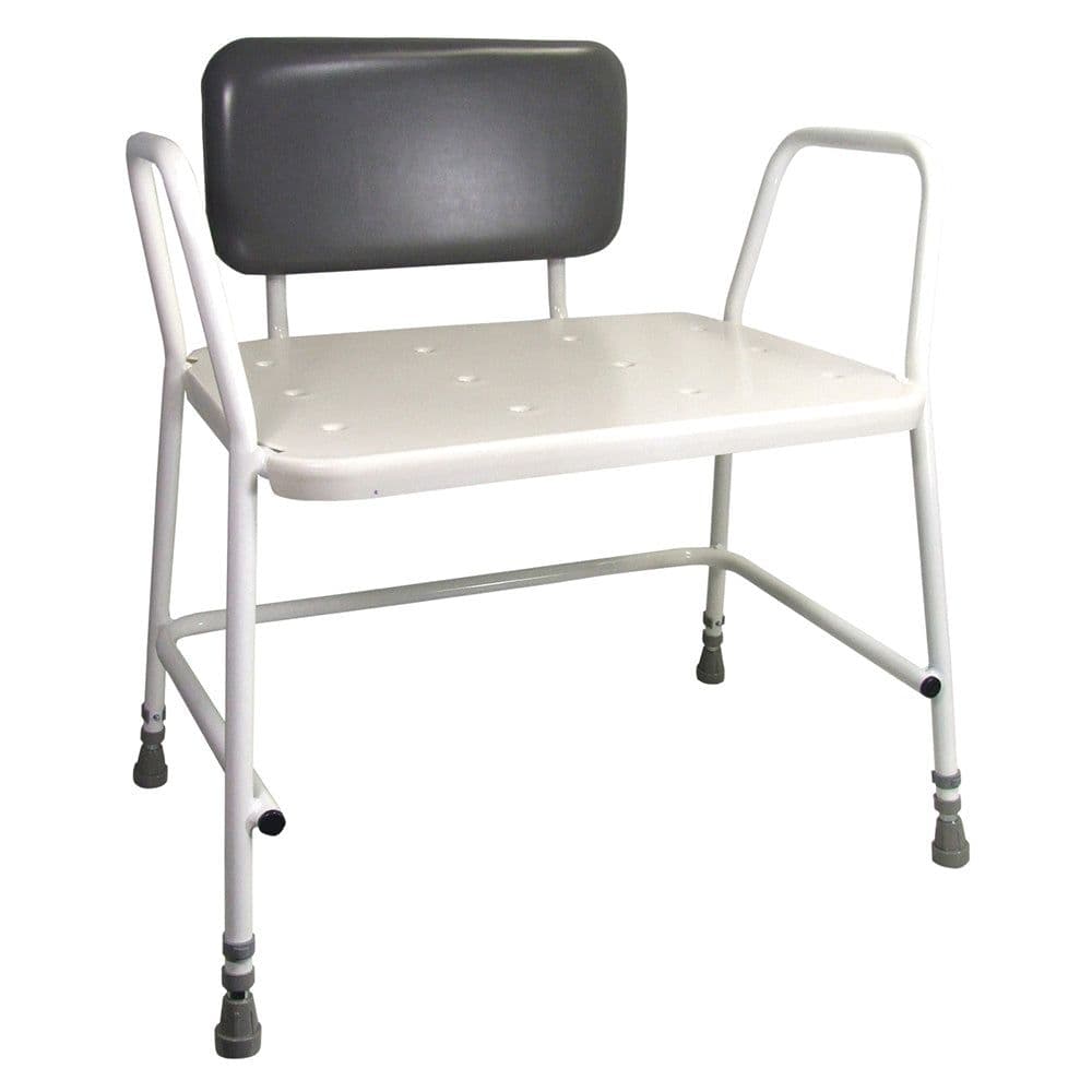 Bariatric Tubular Steel Shower Stool Height Adjustable Back Support