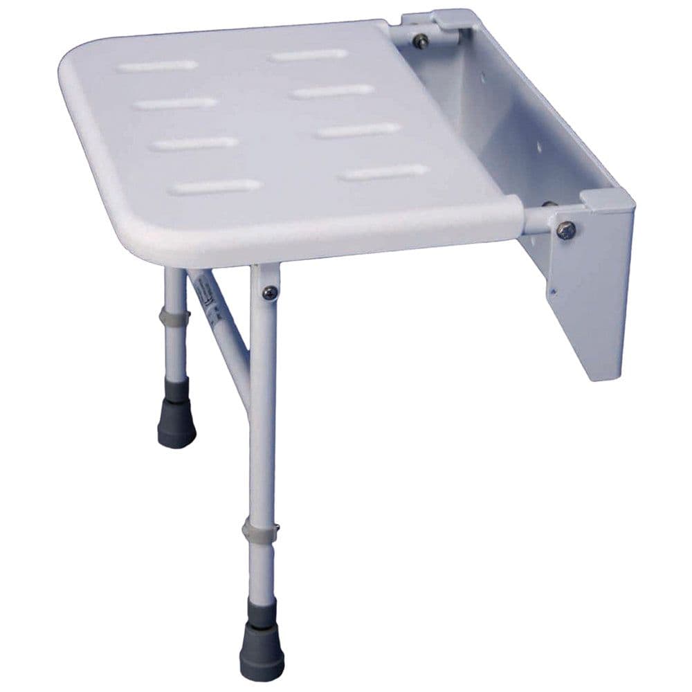 Wall Fixed Aluminium Shower Seat Fold away Limit Adjustable Leg Support