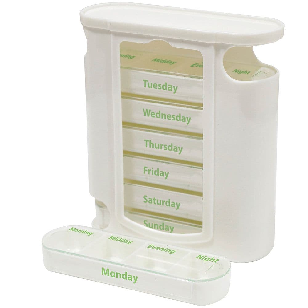 Weekday Pill Dispenser 7 x 4 Compartment Tablet Dispenser Slide Open Lids