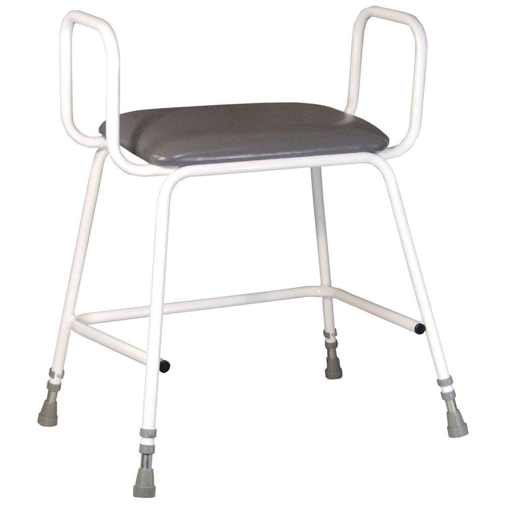 Bariatric Perching Stool Arms Backrest Adjustable Height Limit