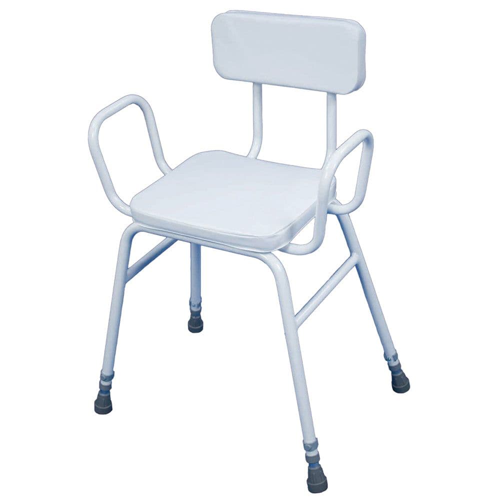Perching Stool Arms 790 945mm Height Padded Easy Clean Seat Backrest