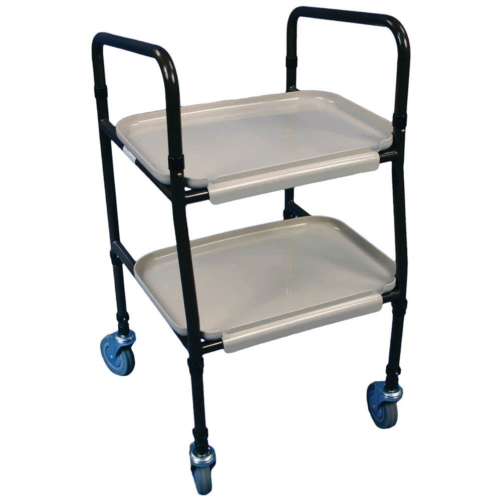 Height Adjustable Meal Trolley Clip on Trays Tubular Steel Frame 850 955mm